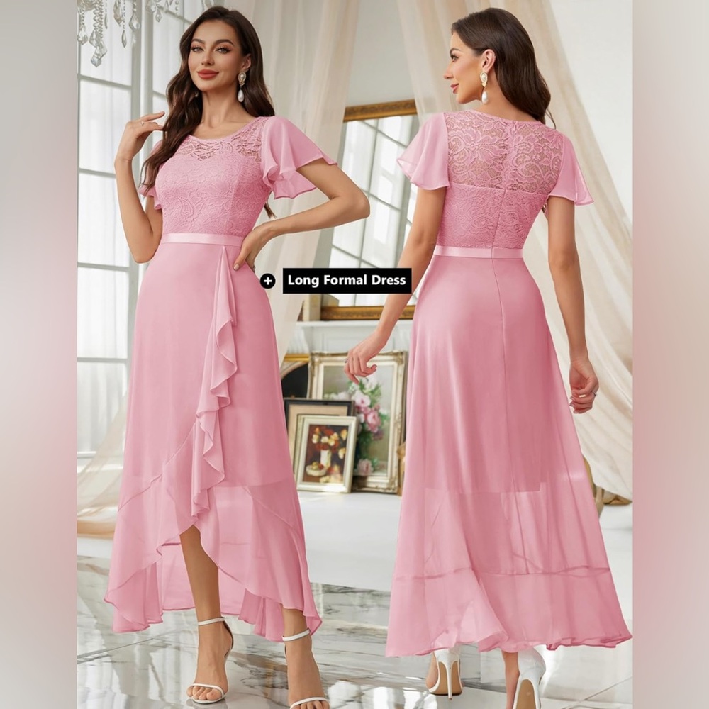 BeryLove Formal 2025 Wedding Guest with Slit Cocktail Elegant Lace Prom Dress
